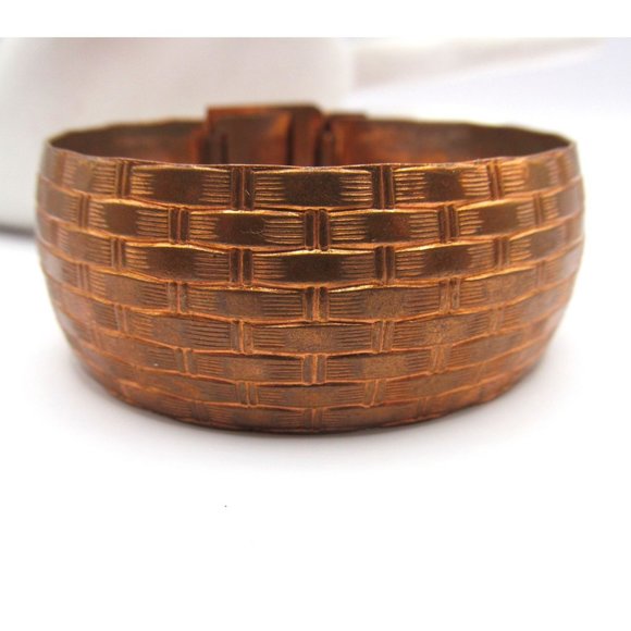 Vintage Wide Copper Belt Buckle Bangle Bracelet - Picture 8 of 12